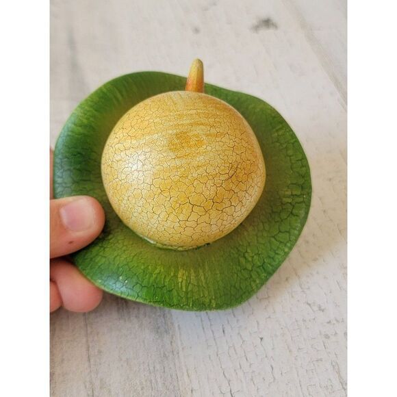 Snowman face green hat Gardener ornament Xmas decor - Picture 3 of 4